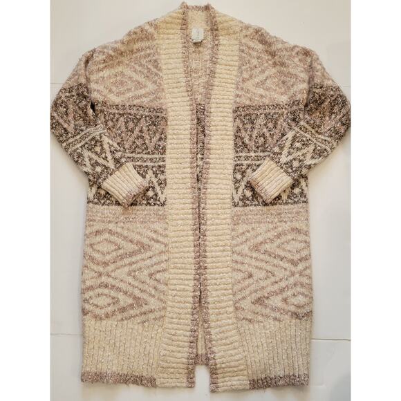 Joie Long Duster Sweater Cardigan Open Front XS Brown Beige Neutrals - Picture 1 of 11